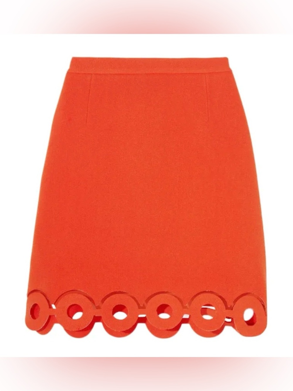 Carven Bright Orange Cutout Hem Mini Skirt